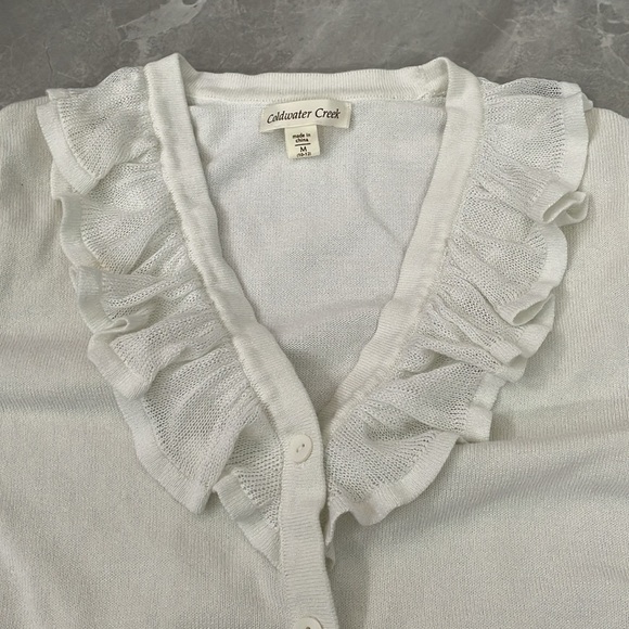 Women's Coldwater Creek Ruffled Button Up Cardigan Sweater Medium - Picture 3 of 16